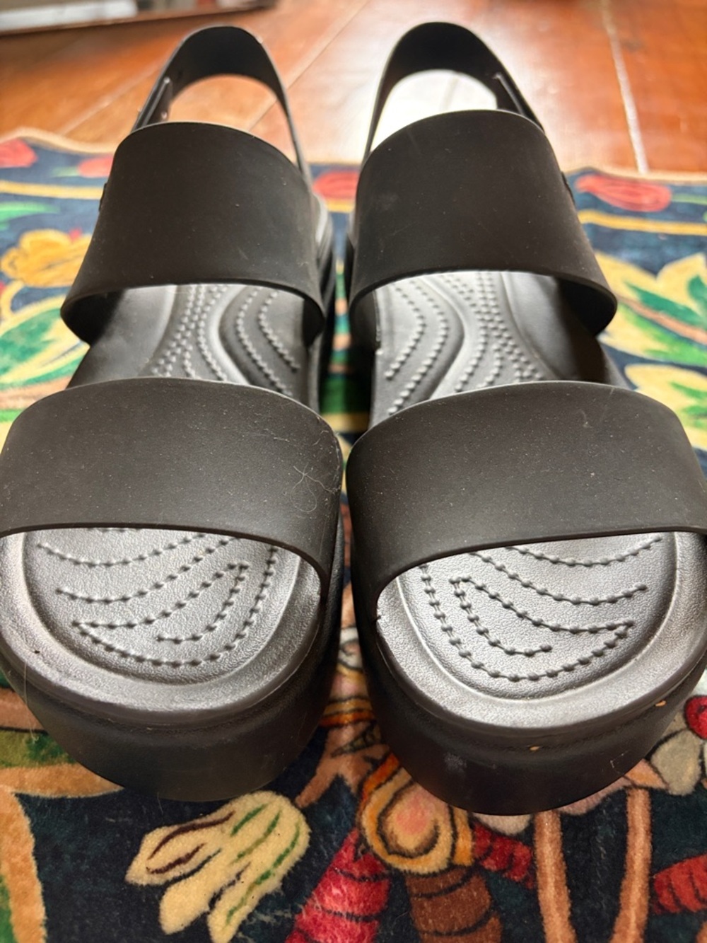 CROCS Black Platform Slingback Sandals - Picture 2 of 3